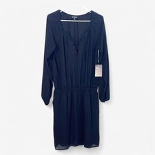 Express Women's Black Lace-Up Knee-Length Dress Size M