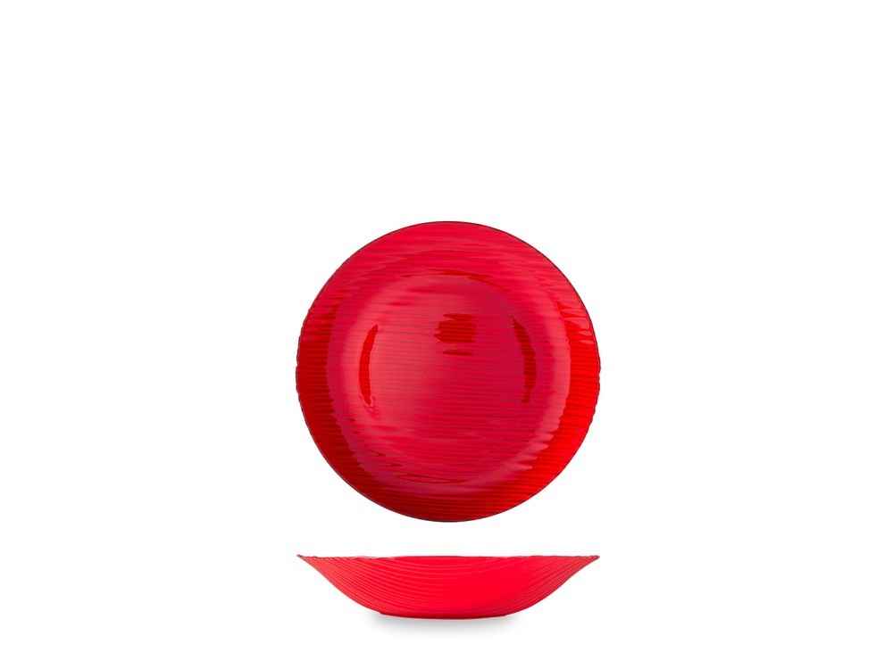 H&H 6 Silk Effect Red Glass Deep Plates 21 Cm