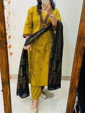 Women  s Printed Kurta Palazzo Dupatta Set  Indian Ethnic Suit 3-Piece Outfit