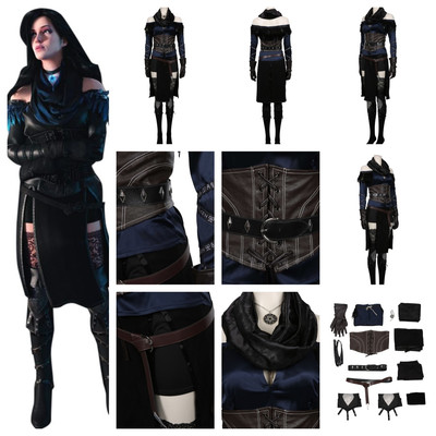 The Witcher 3: Wild Hunt-Yennefer Cosplay  Black Costume Halloween Party Suit