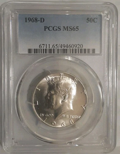 1968 D Silver Kennedy Half Dollar PCGS MS65