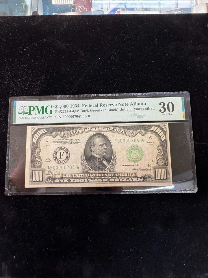US 1934 $1,000 FR#2211 FDGS* ATLANTA STAR NOTE -TOP POP  LOWEST NUMBER KNOWN - Image 2 of 4