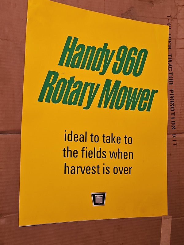 Rare Oliver 1968 Handy 960 Rotary Mower  Keystone Advertising Sign 