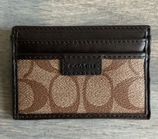 Coach Signature PVC Card Case Wallet Brown/Black Womens Mens F63279