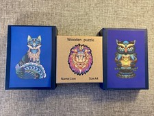 Lot Of 3 Wood Animal Puzzles Irregular Shaped...