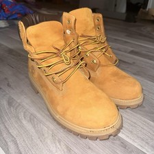 Timberland Men's Leather Work Boots Beige Lace-Up Ankle Round Toe Size 7M