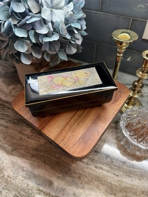 Vintage Westland Original Art Of Chokin Lacquerware Music Box  Japanese Floral