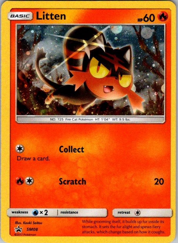 Litten - SM08 Holo Promo Sun & Moon Promo Pokemon Lightly Played