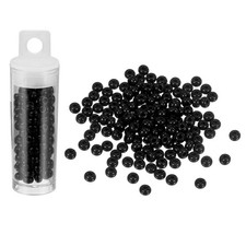 130 Pcs Glass Seed Beads, 4mm Mini Glass Seed Spacer Bead, Bright Black