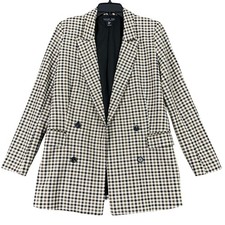 Rachel Zoe Blazer Womens M Gingham Check Double Breasted Officecore Chic