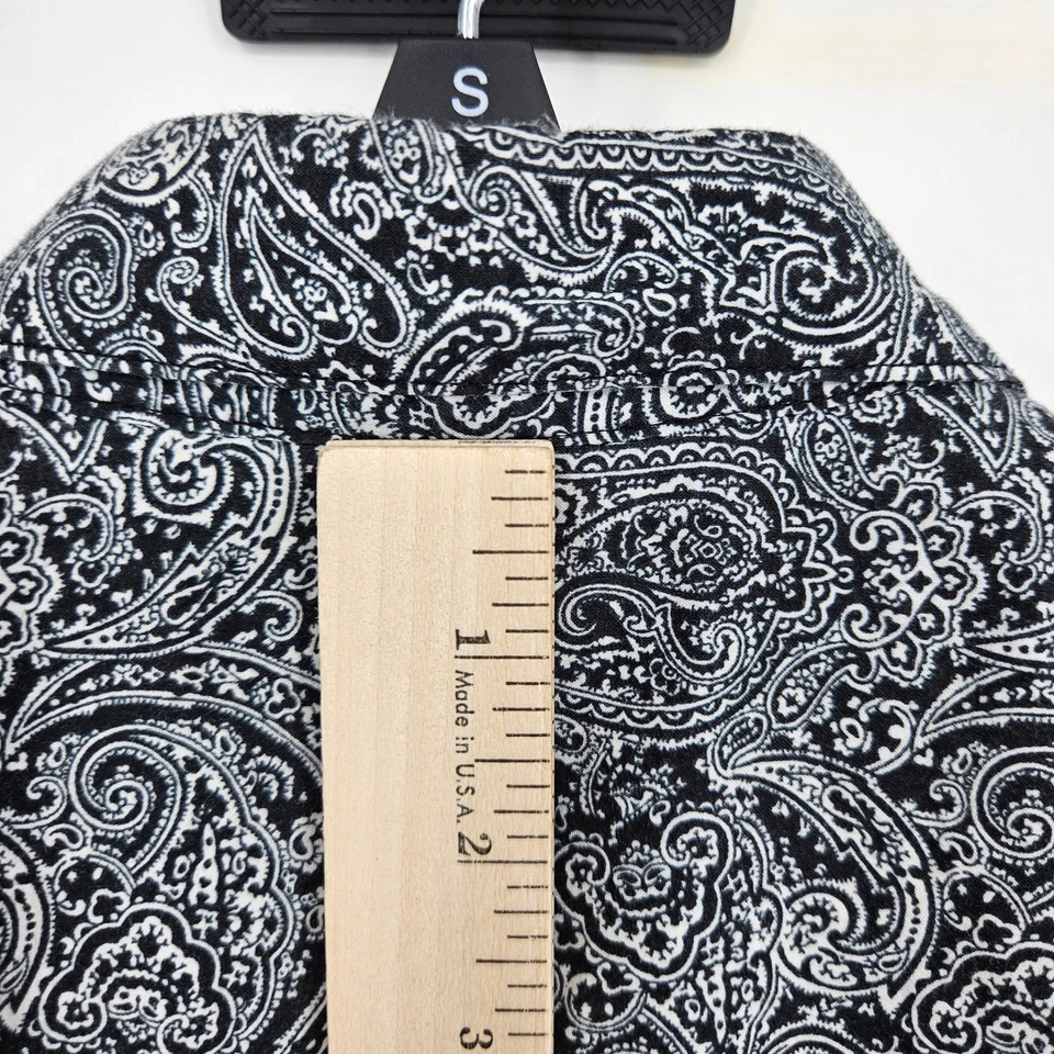 Camisa Tori Richard Para Hombre Grande Cachemira Abotonada Manga Corta Negra Blanca AOP Foto 4 de 4