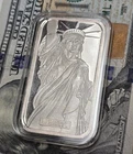 JM MTB 1 oz .999 Fine Silver Bar Statue of Liberty Design Vintage