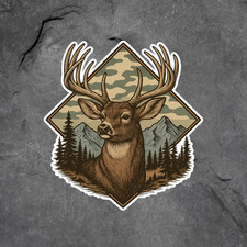 Deer sticker vinyl decal buck mountains camo rustic hunting