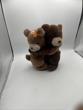 8" VINTAGE DAKIN HUGGING TEDDY BEARS BOY GIRL STUFFED ANIMAL PLUSH TOY PAIR