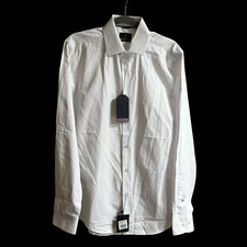 Ben Sherman Shirt Mens Medium White Tear Drop Dobby Slim Fit Wrinkle Resistant