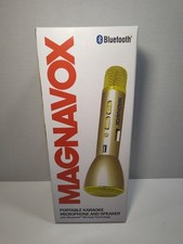 Magnavox Bluetooth Karaoke Microphone Speaker Gold Portable Wireless Mic NEW