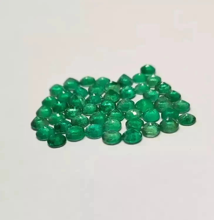 Lote de 15 piezas de piedras preciosas sueltas certificadas redondas redondas de 3 mm esmeralda verde Colombia natural Foto 3 de 4