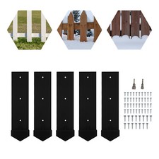 Fence Post Repair Kit 6x6 Inches Fence Post Anchor Double Support (5 Pack) Black
