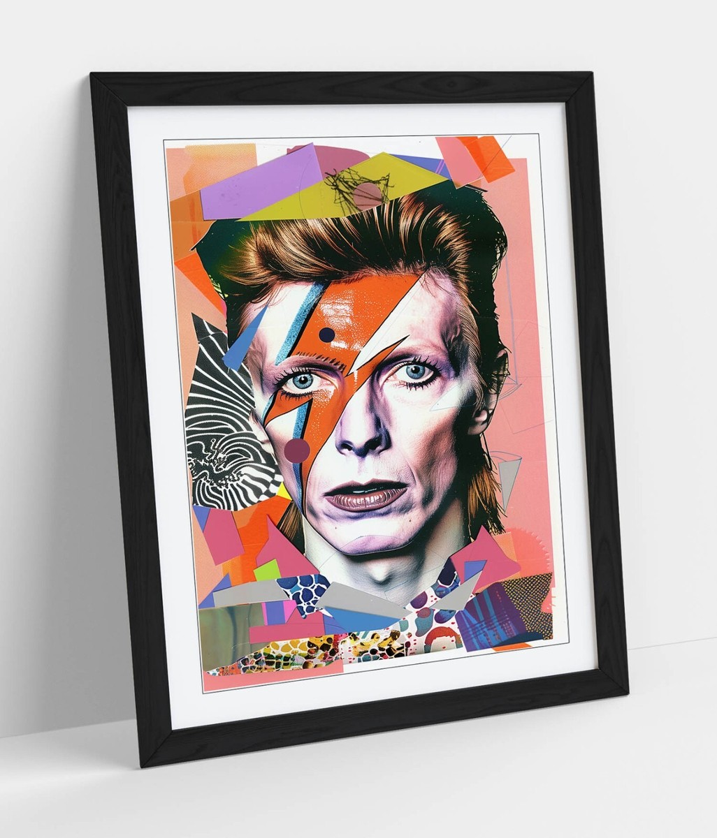 COOL MULTI COLOUR DAVID BOWIE CONTEMPORARY FRAMED WALL ART POSTER