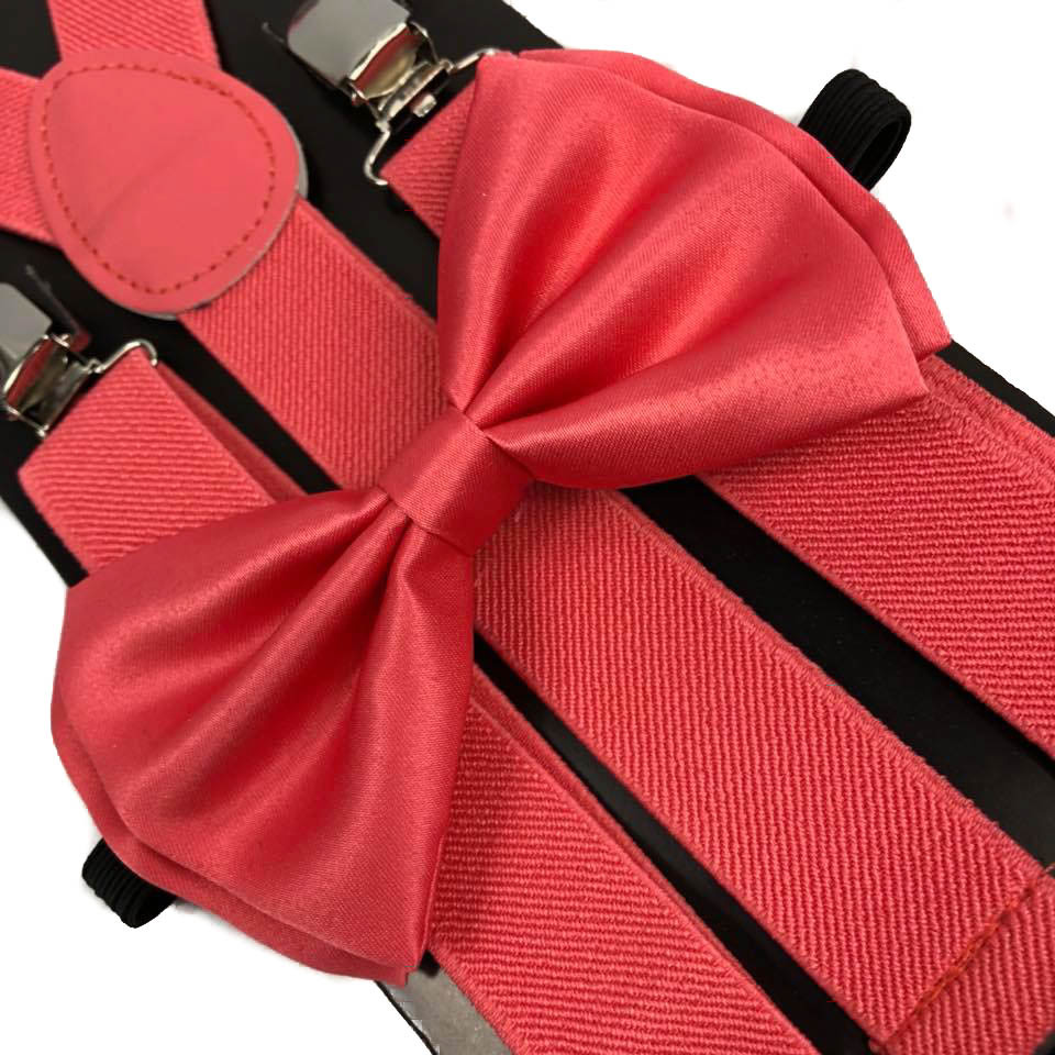 coral tie and suspenders