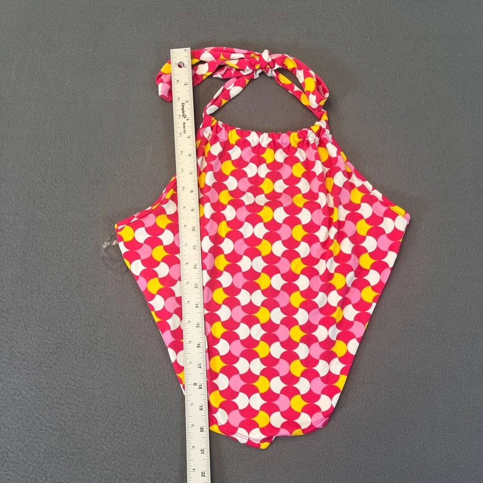 Top halter Gaze para mujer talla L círculos de natación superpuestos rosa amarillo cierre de corbata Foto 4 de 4