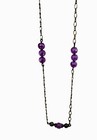 VINTAGE LONG STRAND PURPLE BEADS & CHAIN NECKLACE 40" / 20" Drop — photo 2