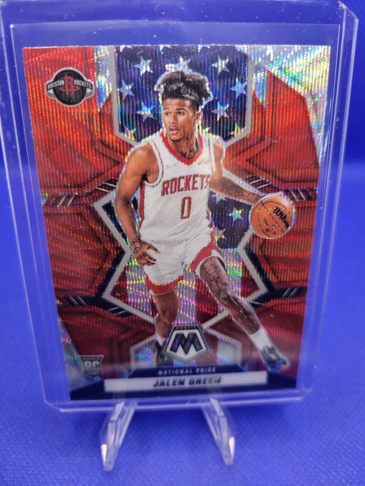 JALEN GREEN - 2021-22 Panini Mosaic #259 NAT'L PRIDE ROOKIE RED WAVE SP TMALL