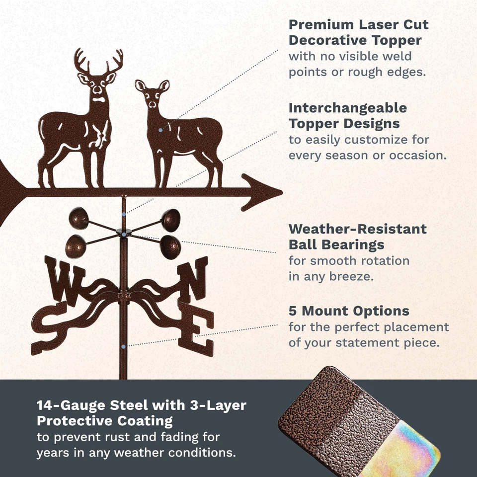 EZ Vane: HEAVY DUTY Steel Deer Weathervane - Image 2 of 4