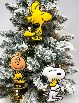 Snoopy, Charlie Brown, Woodstock 3 Piece Set Christmas Ornament