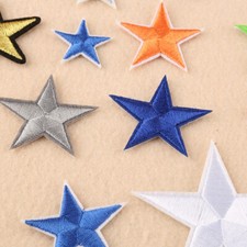 10Pcs Stars Iron On Sew On Patches Embroidered Badge Clothes Hat DIY Applique