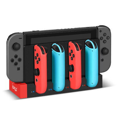 Switch Joy-con Charger for Nintendo Switch Charging Dock Station (Black, Red)