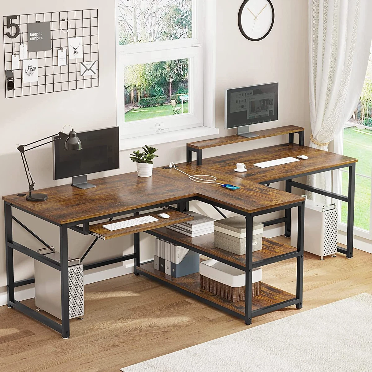 Extra long double desk outlet