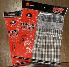 Power Club Men's Boxers Assorted Plaid Colors 3 Pack Size Small 30-32 Inches