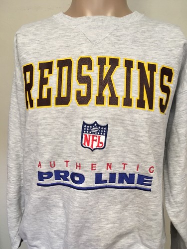 Vintage 80s RIDDELL WASHINGTON REDSKINS NFL PROLINE SWEATSHIRT Heather Gray USA L