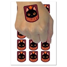 Unlucky Black Cat Temporary Tattoo Water Resistant Fake Body Art Set