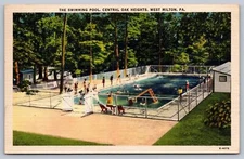 1942 linen PC  SWIMMING POOL CENTRAL OAK HEIGHTS WEST MILTON PENNSYLVANIA