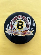 Alexei Kasatonov Autographed Boston Bruins Puck 100 Years of Boston Gardens READ