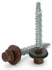  10 Hex Washer Head Roofing Screws Mech Galv Mini-Drillers  Brown Finish