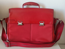 PIQUADRO 😎 BORSA CARTELLA PELLE TESSUTO ROSSA PORTADOCUMENTI COMPUTER ORIGINALE