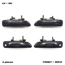 Set 4Dr Outer Outside Handle Door Black For Honda Civic Dimension 2001 - 2005