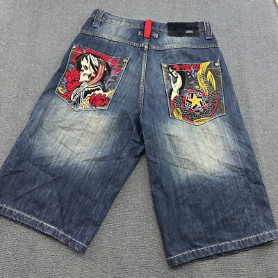 Tribal Gear Denim Shorts W31 Herren bestickte Jeans
