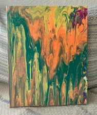 Original Abstract "Yellow Flow" on canvas original acrylic fluid painting 8x10