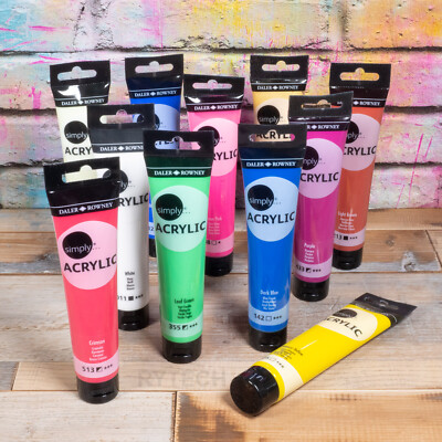 Daler Rowney 75ml Simply Acryl Kunst & Bastelfarbe verschiedene Farben