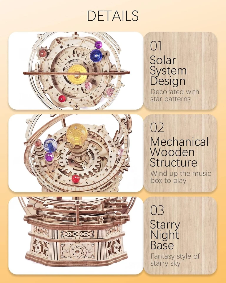 Puzzle 3D per adulti - Kit music box notte stellata - puzzle in legno regali ... - Immagine 3 di 4