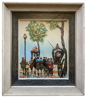 Mid Century Elmo Gideon Original 3D Sculpture Relief Oil Painting