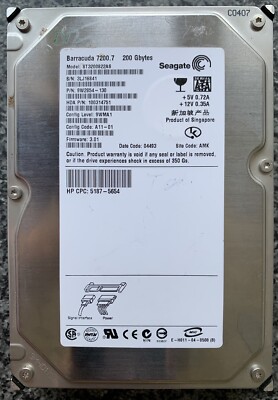 Seagate Barracuda 7200.7 200Gb ST3200822AS Interne 3,5'' Festplatte HDD...