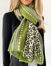 Ladies Leopard Print Animal Scarf Bright Green Scarves Shawl Wrap Womens Gift