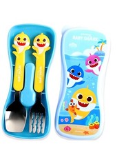  Pinkfong Baby Shark 3D Spoon Fork Case Set Stainless Steel ABS For Baby Kids