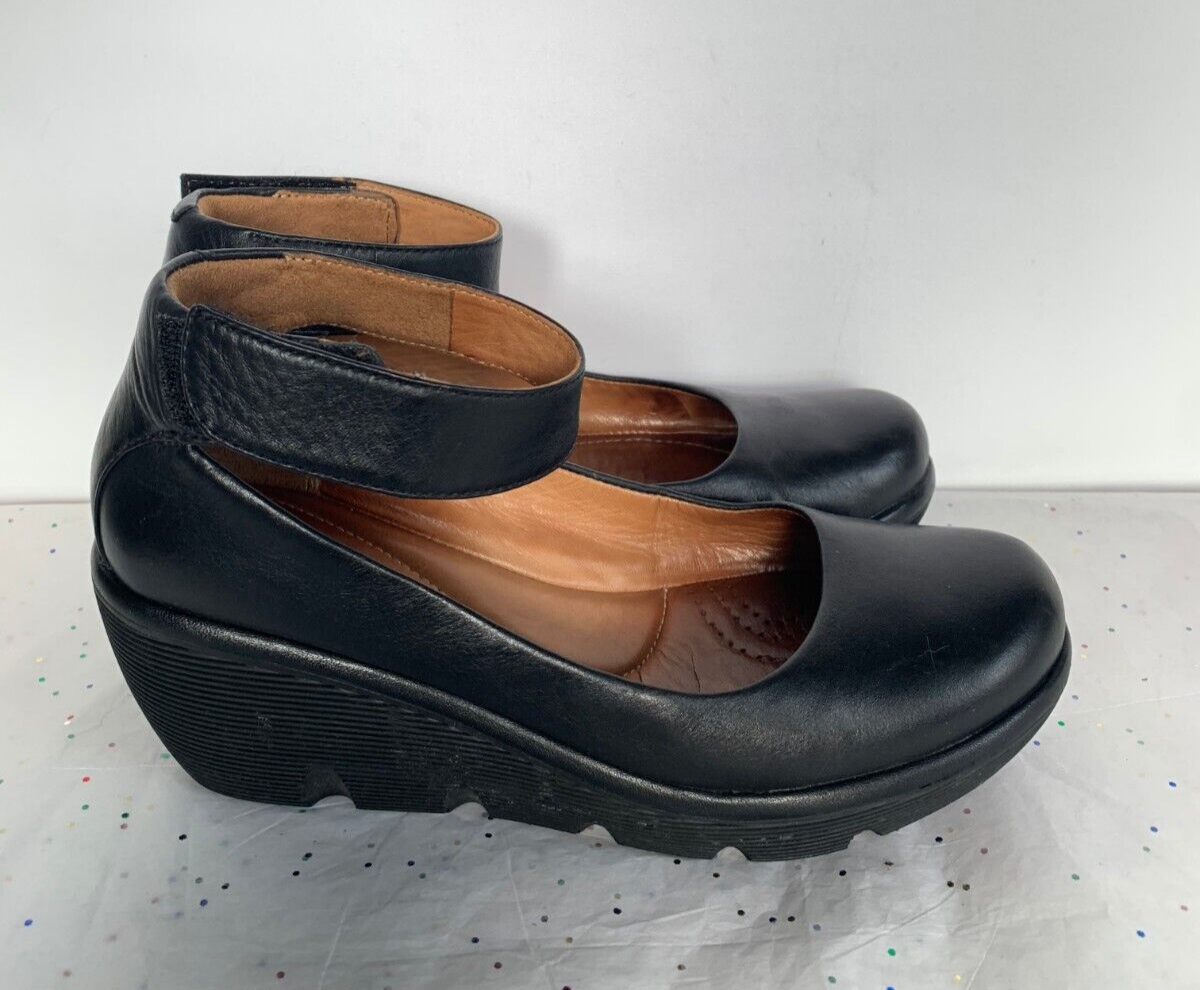 Clarks Artisan Clarene Tide Black Leather Ankle Strap Platform - Main Image