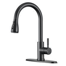 Matte Black Kitchen Faucets with Pull Down Sprayer, High Arc Single Handle Cl...